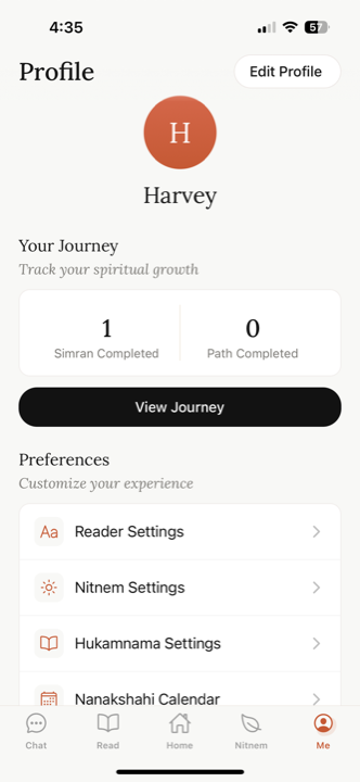 Simran profile screen